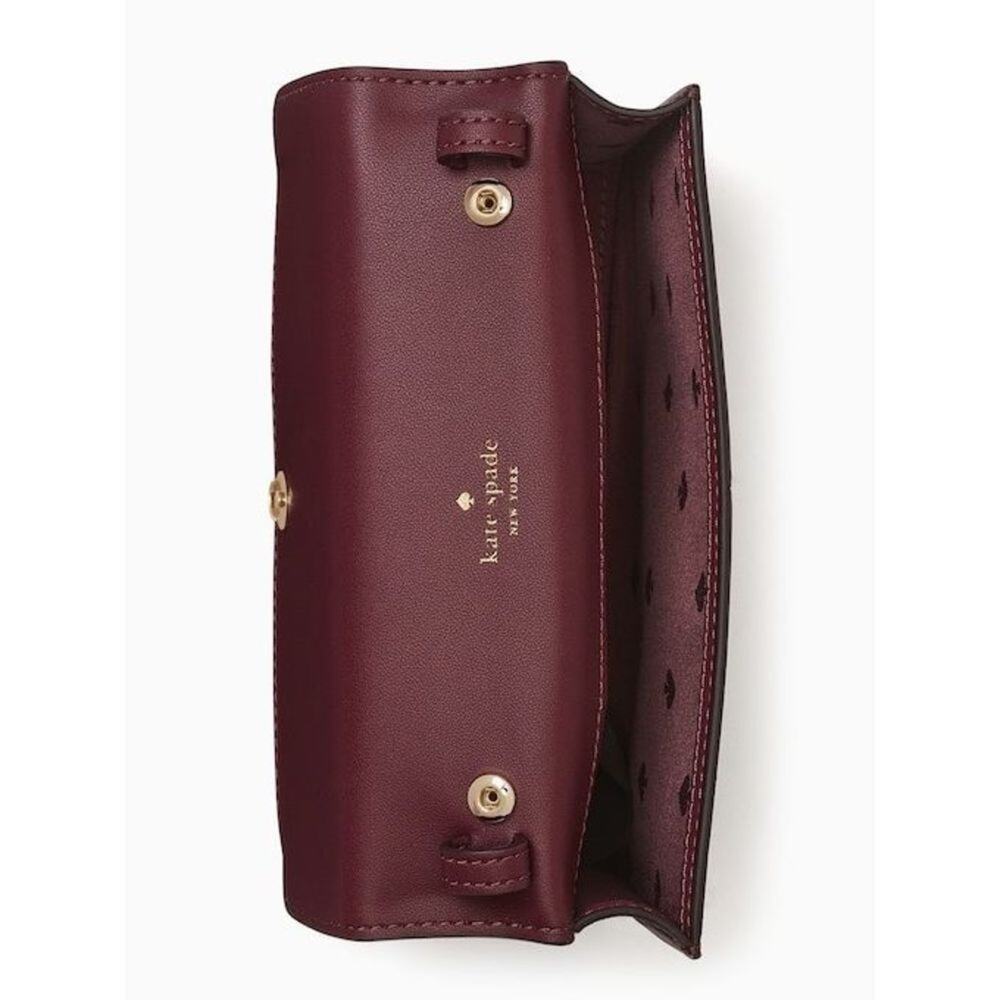Kate Spade Brynn Small Flap Crossbody Deep Berry Burgundy - Picture 10 of 11